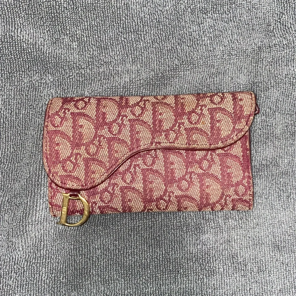 Dior Bordeaux Monogram Trotter Saddle Wallet